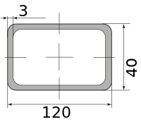 Труба профильная электросварная прямоугольная 120х40х3, длина 12 м 3.00
