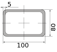 Труба профильная электросварная прямоугольная 100х80х5, длина 12 м 5.00