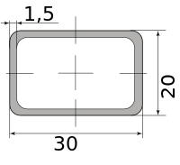 Труба профильная электросварная прямоугольная 30х20х1.5 1.50 6000-6050