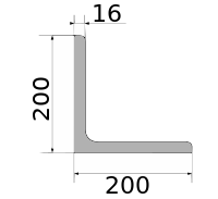 Уголок 200х200х16, длина 12 м, марка С255