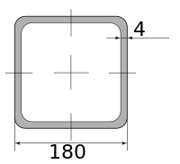 Труба профильная электросварная квадратная 180х180х4, длина 12 м