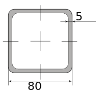 Труба профильная электросварная квадратная 80х80х5 6м, длина 6 м