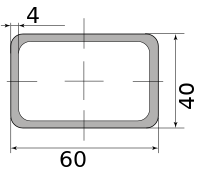 Труба профильная электросварная прямоугольная 60х40х4 4.00 6000-6050