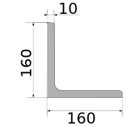 Уголок низколегир 160х160х10, длина 12 м, марка С345-6