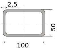 Труба профильная электросварная прямоугольная 100х50х2.5, длина 12 м 2.50