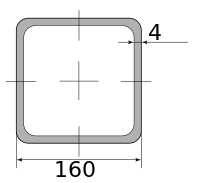 Трубы электросварные низколегир квадрат 160х160х4, длина 12 м