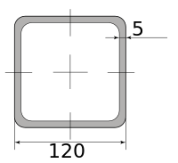 Труба профильная электросварная квадратная 120х120х5 12000-12100