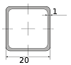 трубы нерж. электросварные эсв квадратные 20х1 шлиф, длина 6 м, марка aisi 201