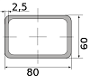 труба профильная электросварная прямоугольная 80х60х2.5, длина 6 м 2.50